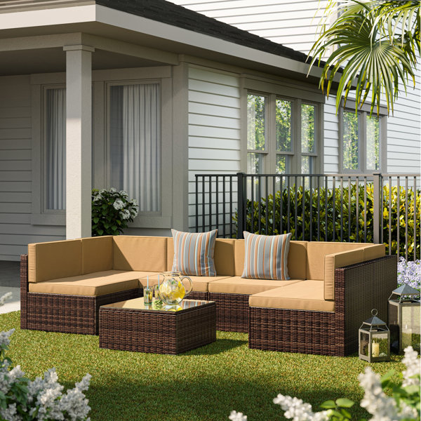 Latitude Run® 107" Wide Outdoor UShaped Patio Sectional with Cushions